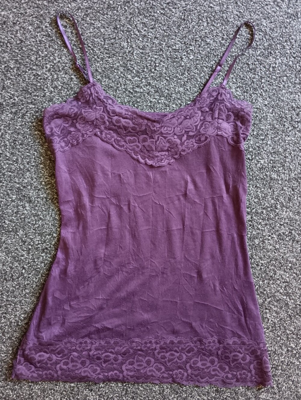 Y2K Purple Lace Trim Vanity Cami Camisole Tank Top Womens Sz. Small, Grunge - Picture 7 of 7